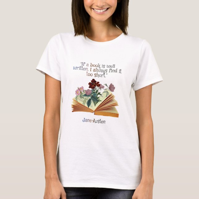 Jane Australien Bok Quote Cute Blommigt T Shirt (Framsida)