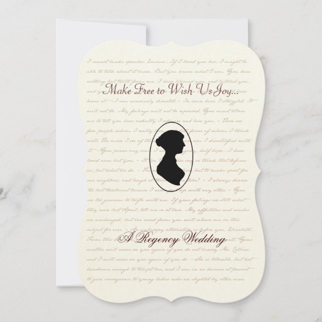 Jane Australien Regency Wedding bjudande Porträtt Inbjudningar (Framsida)