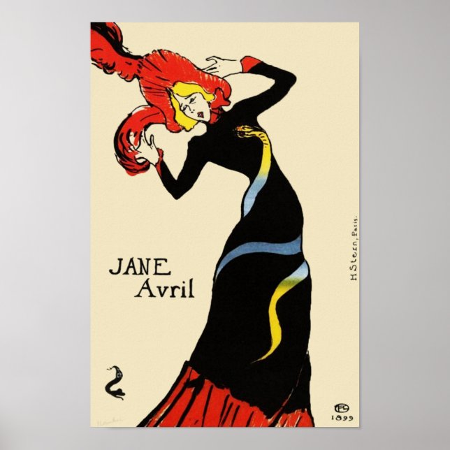 Jane Avril av Toulouse Lautrec Poster (Framsidan)
