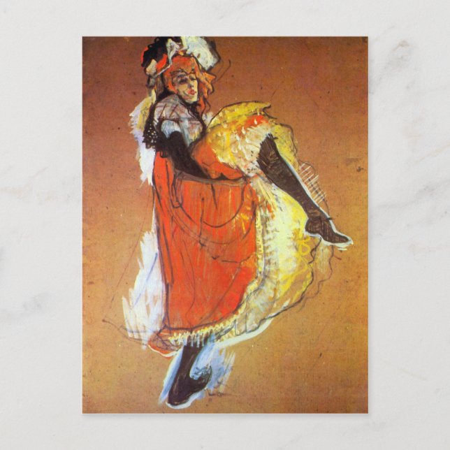 Jane Avril dansar av Toulouse-Lautrec Vykort (Framsida)