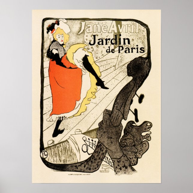 JANE AVRIL Jardin de Paris Henri Toulouse Lautrec Poster (Framsidan)