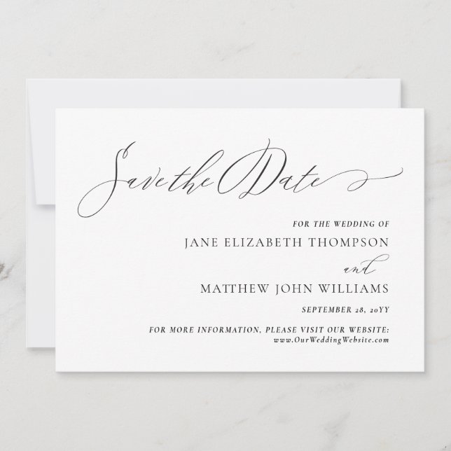 Jane Elegant Script Save Date Bröllop Spara Datumet (Framsida)