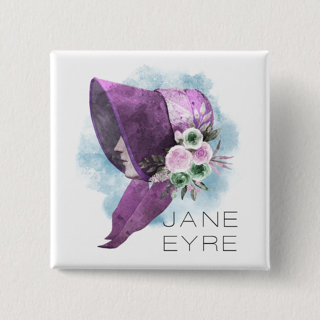 Jane Eyre Bonnet Flowers Lila och Blue Knapp (Framsida)