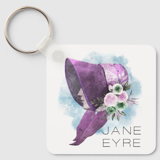 Jane Eyre Bonnet Flowers Lila och Blue Nyckelring (Framsida)