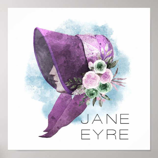 Jane Eyre Bonnet Flowers Lila och Blue Poster (Framsidan)