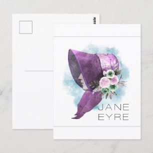 Jane Eyre Bonnet Flowers Lila och Blue Vykort