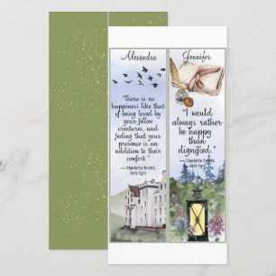Jane Eyre Bronte citerar Bok Älskare Gift Bookmark Kort