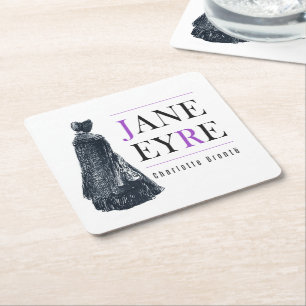 Jane Eyre i Cape och Bonnet Underlägg Papper Kvadrat