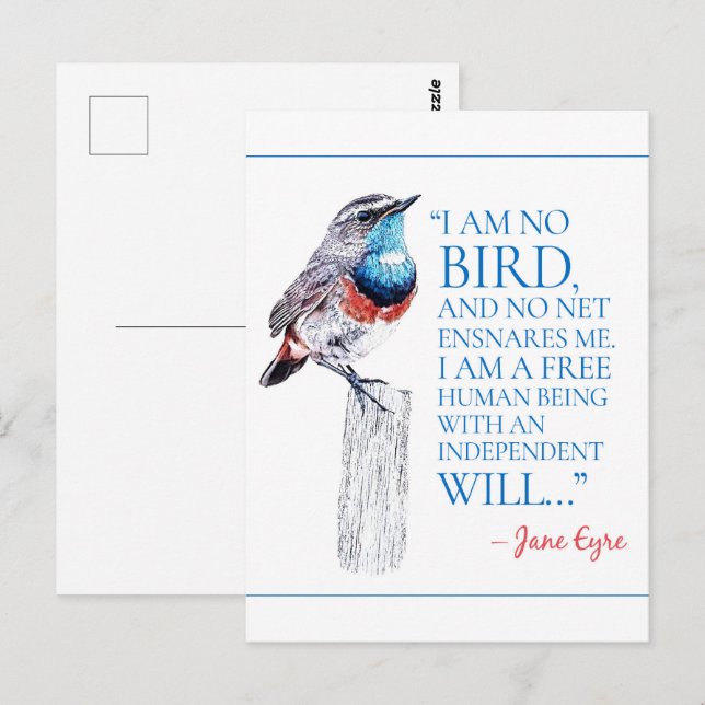 Jane Eyre - jag är ingen fågel - Blue Throated Bir Vykort (Fram/baksida)