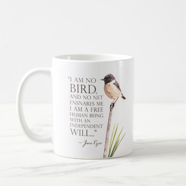 Jane Eyre - jag är ingen fågel - Brown Bird Kaffemugg (Vänster)