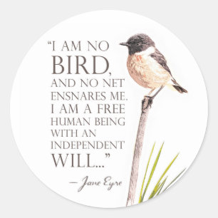 Jane Eyre - jag är ingen fågel - Brown Bird Runt Klistermärke