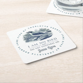 Jane Eyre - jag är ingen fågel - Vintage Bird Underlägg Papper Kvadrat