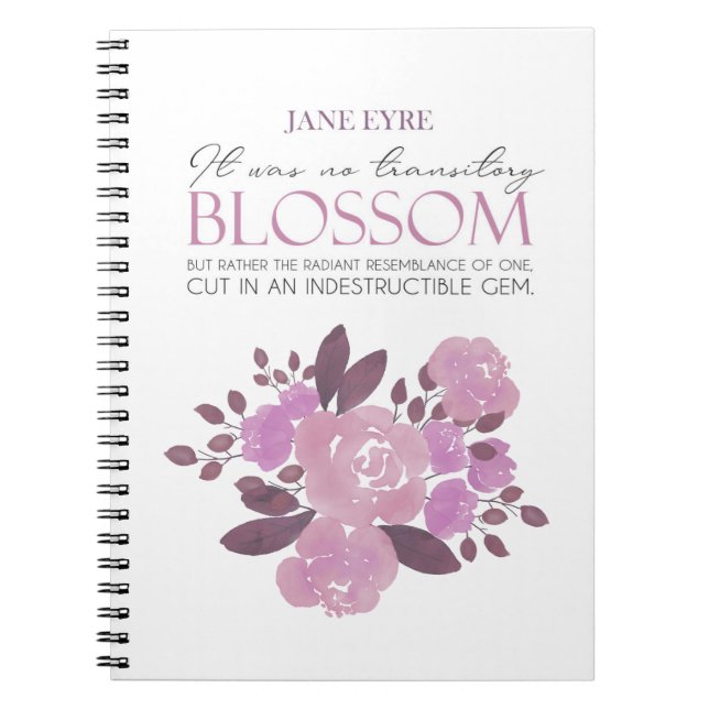 Jane Eyre - No Transitory Blommar - Rosa ros Anteckningsbok (Framsidan)