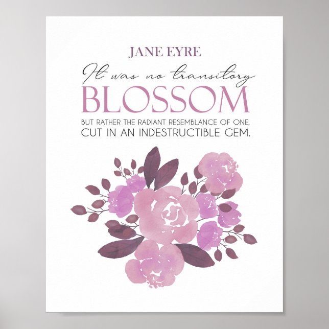 Jane Eyre - No Transitory Blommar - Rosa ros Poster (Framsidan)