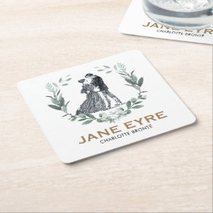 Jane Eyre och Edward Rochester med andedräkt Underlägg Papper Kvadrat