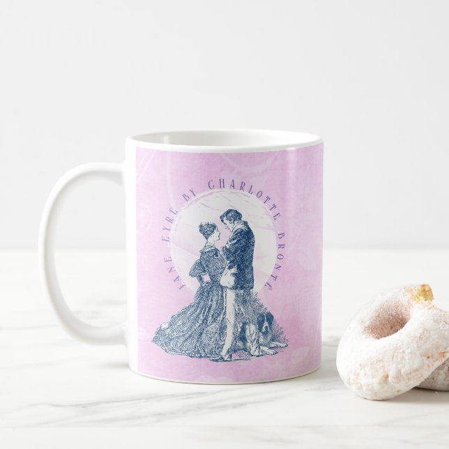 Jane Eyre och Edward Rochester med Pilot Rosa Kaffemugg (Med munk)