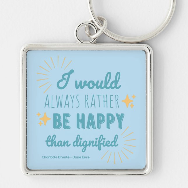 Jane Eyre Quote I - Blue Edition Fyrkantig Silverfärgad Nyckelring (Framsidan)