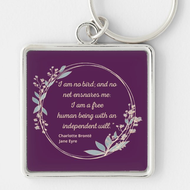 Jane Eyre Quote II - Cute Stil Fyrkantig Silverfärgad Nyckelring (Framsidan)
