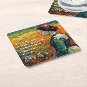 Jane Eyre Quote Monet Stil Painting Underlägg Papper Kvadrat