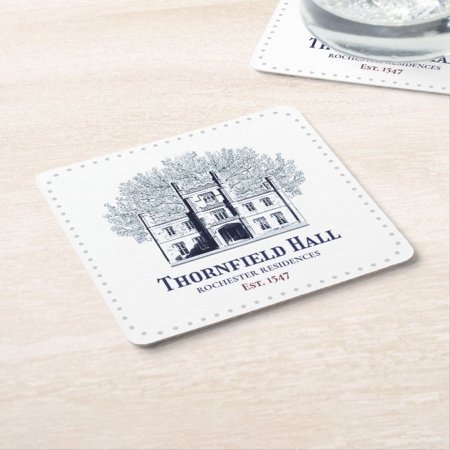 Jane Eyre Thornfield Hall Rochester Residences Underlägg Papper Kvadrat (Vinklad)