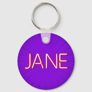 Jane Namn i Glowing Neon Ljus Nyckelring