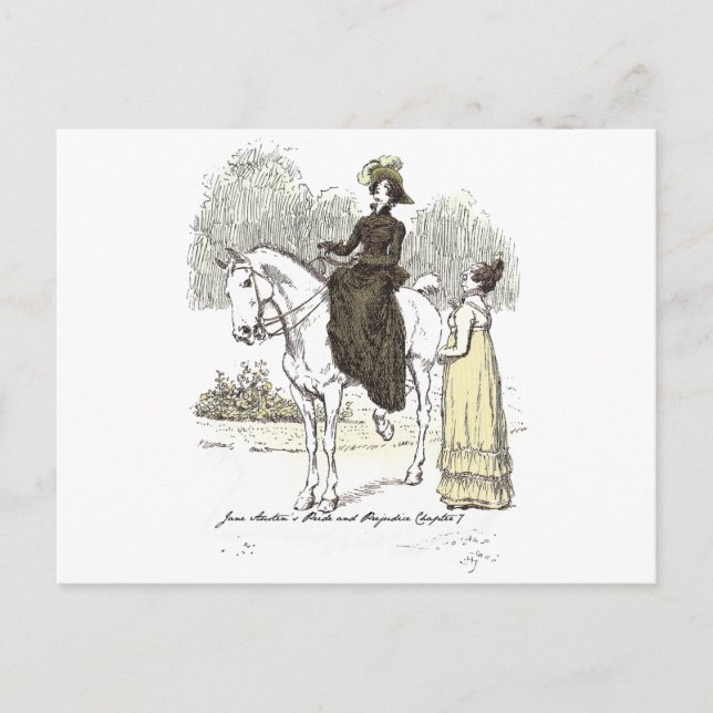 Jane on Horseback - Jane Austen Pride & Prejudice Vykort (Framsida)