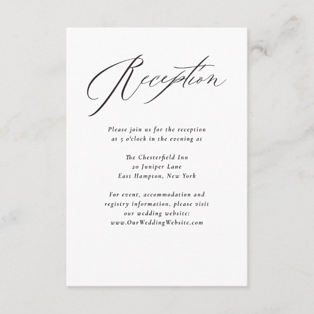 Jane Simple Minimal Black Script Wedding Reception Tilläggskort (Framsida)