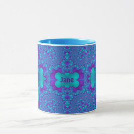 JANE ~ Zany 3D Fractal ~ Blue and Lila Mugg