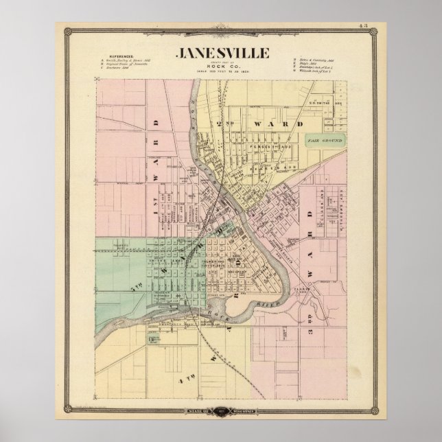 Janesville, distriktssäte för Sten Co Poster (Framsidan)