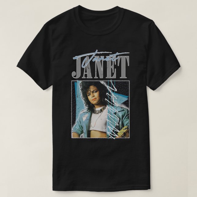 Janet 80s Aesthetic Retro Fläkt Design T Shirt (Design framsida)