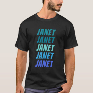 Janet Förnamn Stil Wordmark Mönster T Shirt