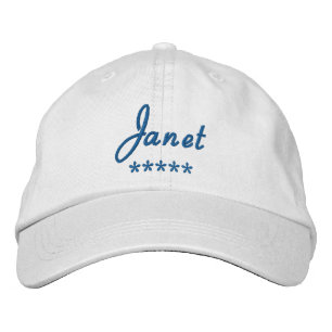 Janet Namn Broderad Keps