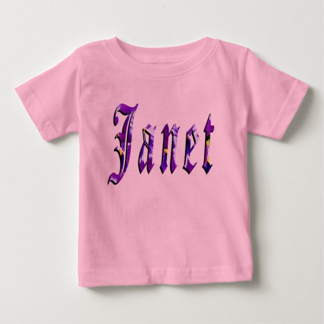Janet, Namn, Logotyp, Flicka Rosa T-shirt (Framsida)