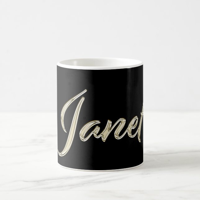 Janet white gold Handwriting Tasse Kaffeetasse Kaffemugg (Center)