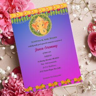 Janeu Poite Upanayanam Hindu Heliga Trådceremoni Inbjudningar