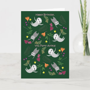 Jangle Sloth Dance Party Animal Funny Birthday Kort