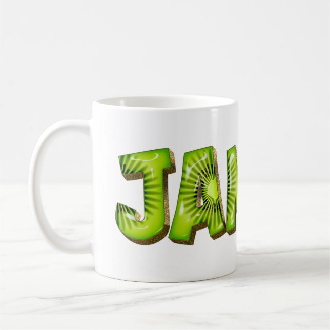 Janice Name Kiwi Style Tasse Teetasse Kaffeetasse Kaffemugg (Vänster)