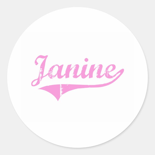 Janine Classic Stil Namn Runt Klistermärke (Framsida)