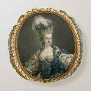 Janinet porträtt av Marie-Antoinette konst Rund Kudde