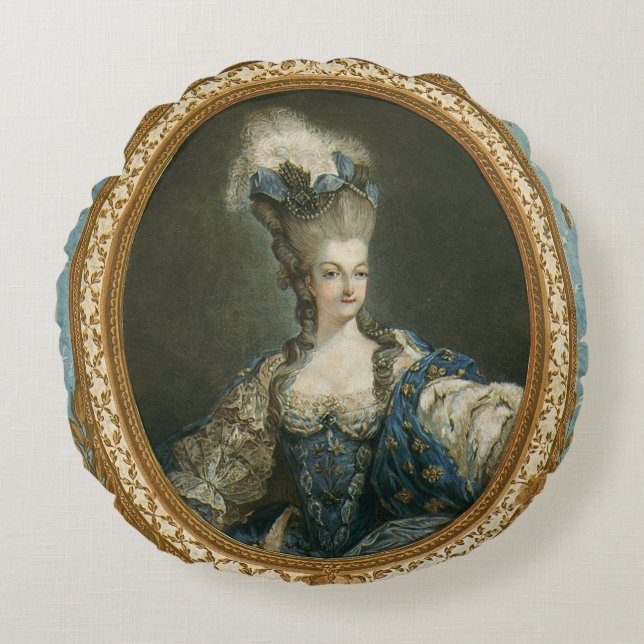 Janinet Porträtt från Marie-Antoinette Fine Art Rund Kudde (Framsidan)