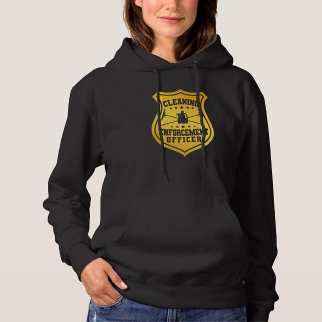 Janitor Cleaner Badge Cleaning Enforcement Officer T Shirt (Framsida)