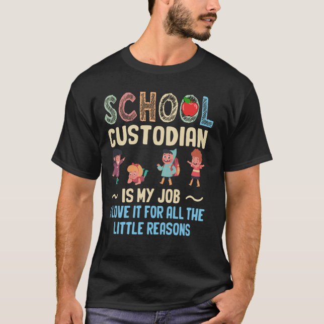 Janitor Cleaner School Custodian Städning Apprecia T Shirt (Framsida)