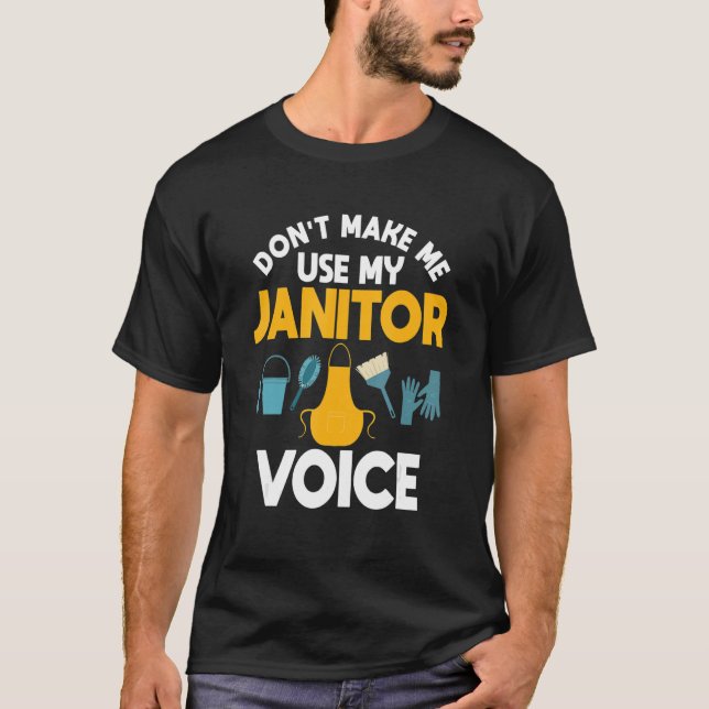 Janitor Custodian Cleaner Caretaker Housekeeper Po T Shirt (Framsida)