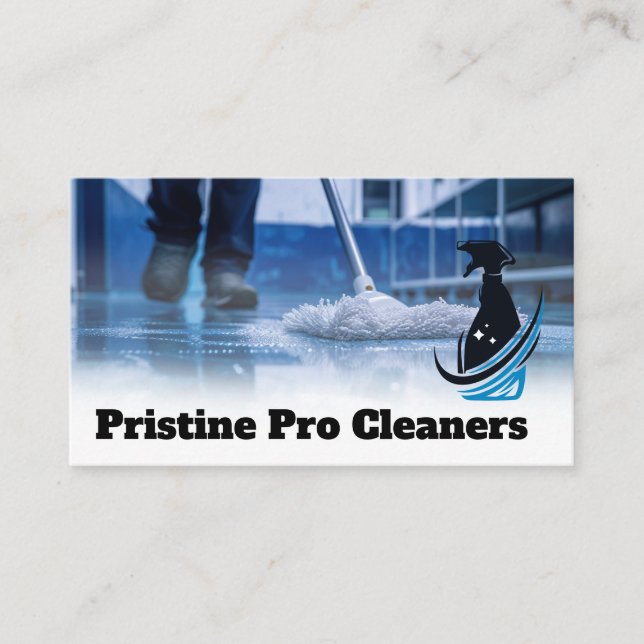 Janitor Mopping Floor | Cleaners Visitkort (Framsida)