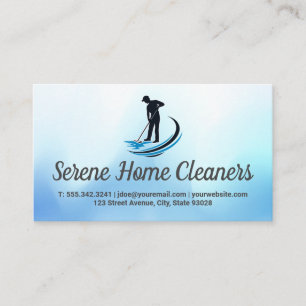Janitor Mopping Logotyp House Cleaner Maid Visitkort