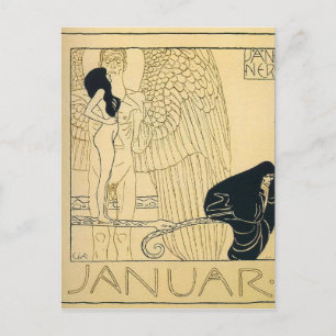 Januar av Gustav Klimt Vykort