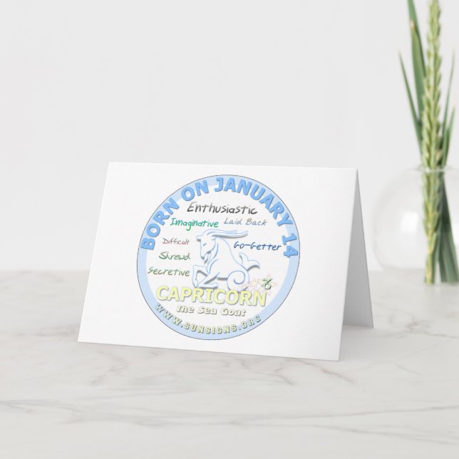 Januari 14:e födelsedagen - Capricorn Kort (Framsida)