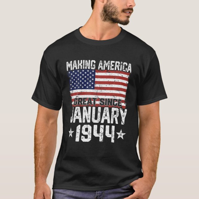 Januari 1944 Amerikanska Flagga 78:e födelsedagsgå T Shirt (Framsida)