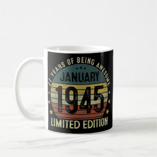Januari 1945 Vintage 77:e födelsedagen 77 år gamma Kaffemugg