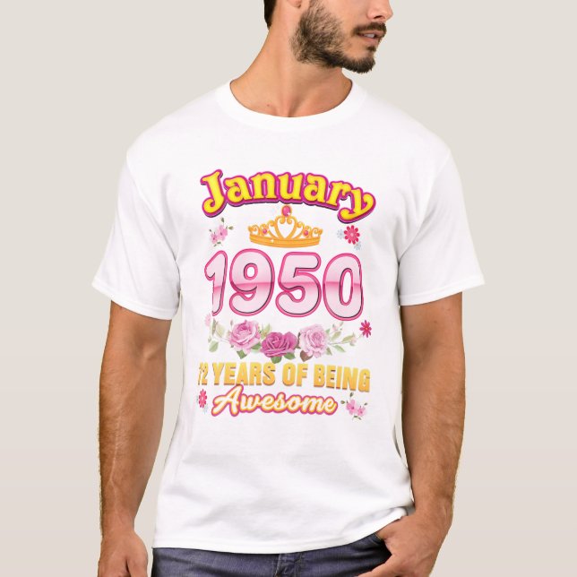 Januari 1950 75 års ålder som Fantastisk T Shirt (Framsida)